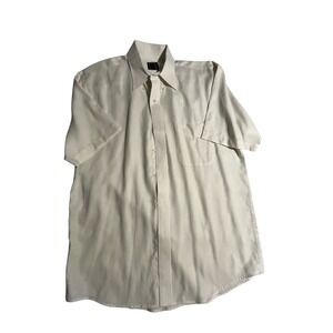 100% linen Short Sleeve ivory color men's button front size m shirt
